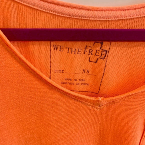 Free People Vneck tshirt neon orange/ peach - Picture 4 of 8